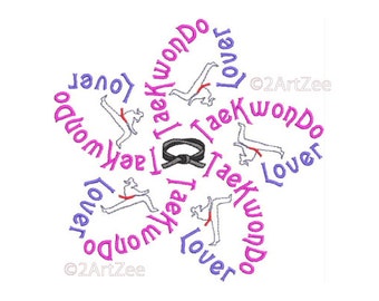 Tae Kwon Do Lover Girl Word Flower Machine Embroidery Design Sports Belt