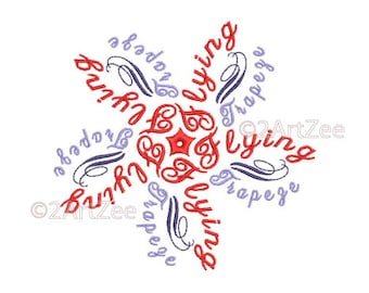 Flying Trapeze Flower Design Machine Embroidery Design