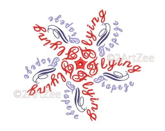 Flying Trapeze Flower Design Machine Embroidery Design