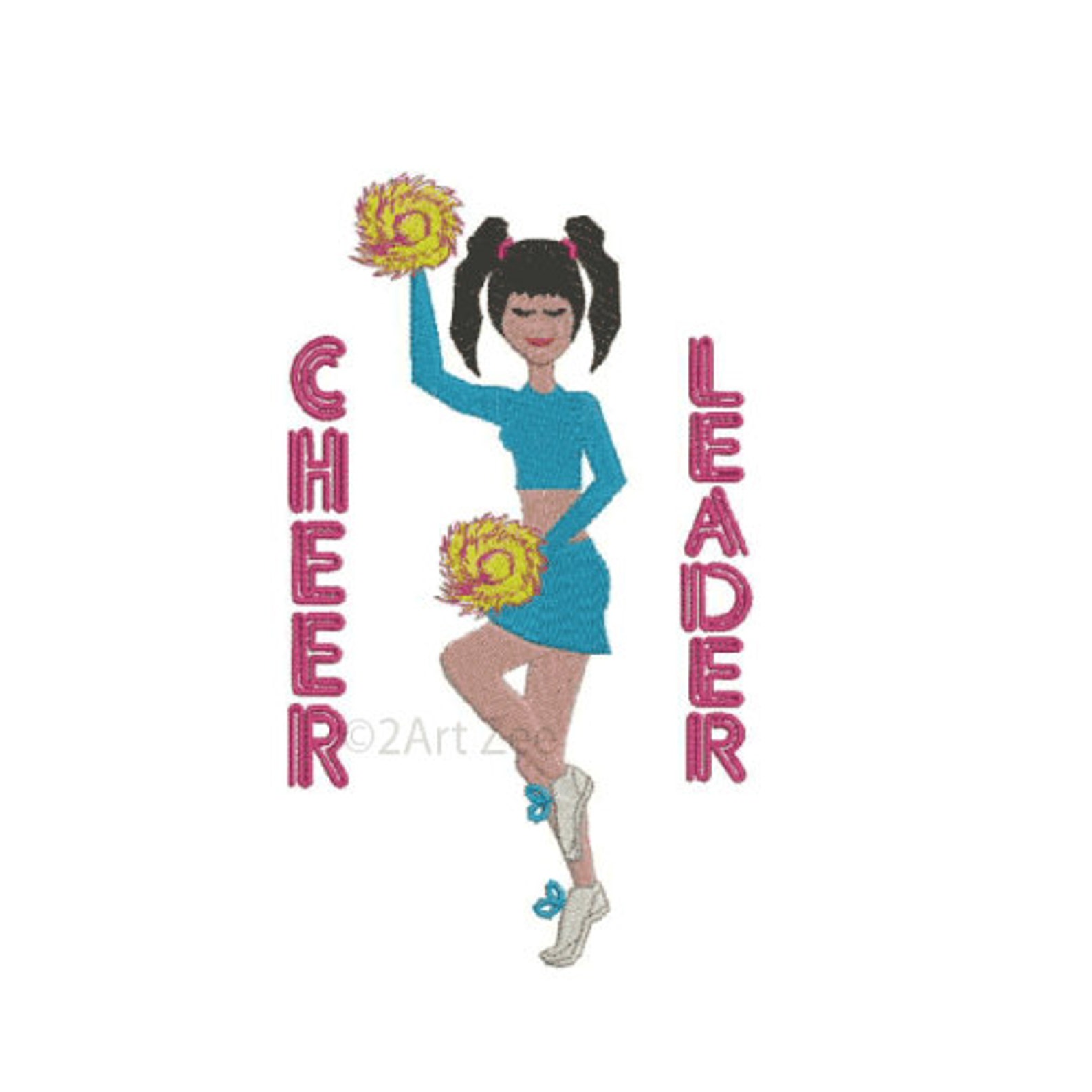 Cheerleader With Pom Poms Machine Embroidery Design Etsy