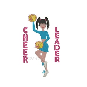 Cheerleader with Pom Poms Machine Embroidery Design