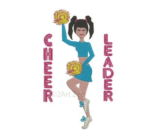 Cheerleader with Pom Poms Machine Embroidery Design