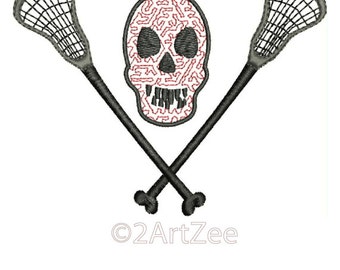 Lacrosse Skull & Bones Machine Embroidery