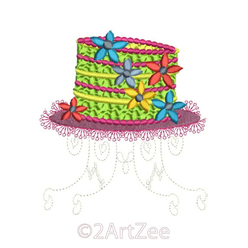 Festive Crazy Cake with flowers Embroidery Design image 3