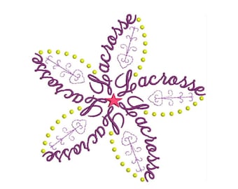 Lacrosse Word Flower Embroidery Design