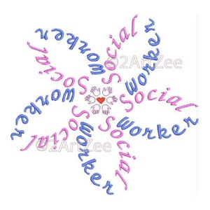 Social Worker Word Flower Machine Embroidery Design image 9