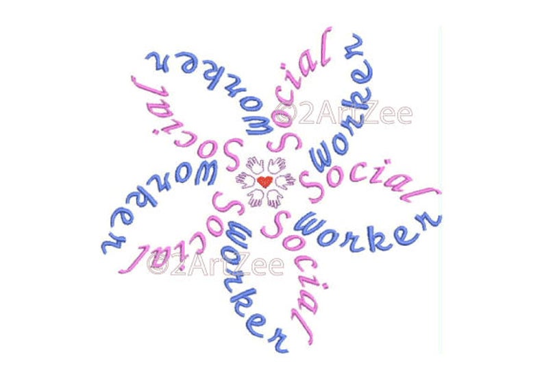 Social Worker Word Flower Machine Embroidery Design image 9