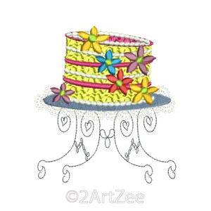 Festive Crazy Cake with flowers Embroidery Design image 1