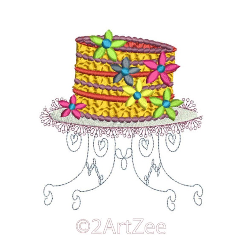Festive Crazy Cake with flowers Embroidery Design image 2
