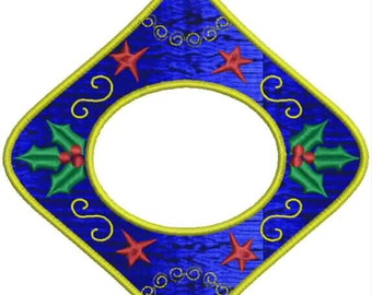 Christmas Ornament Frame ITH Applique  Machine Embroidery Design