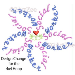 Social Worker Word Flower Machine Embroidery Design image 2