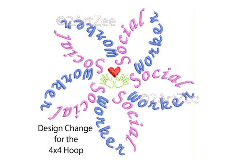 Social Worker Word Flower Machine Embroidery Design image 2