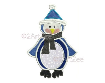Frozen Penguin Applique Machine Embroidery Design Winter Holidays Cold