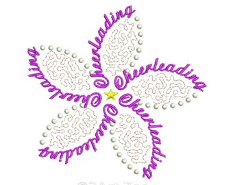 Textured Cheerleading Word Flower 4x4 Inch Hoop Machine Embroidery Design