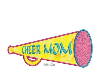 Cheer Mom Megaphone Applique &  Machine Embroidery Design