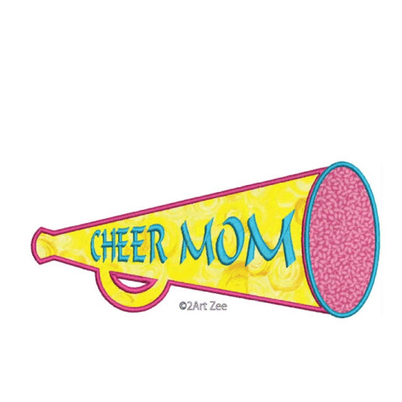 Cheer Mom Megaphone Applique & Machine Embroidery Design image 1