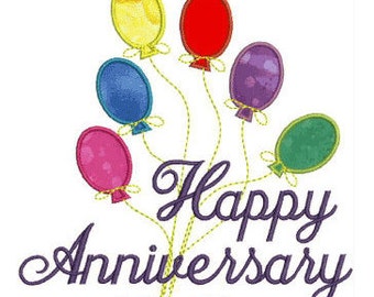 Happy Anniversary Balloons Applique and Machine Embroidery Design