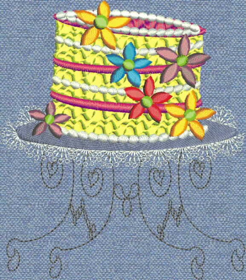 Festive Crazy Cake with flowers Embroidery Design image 5