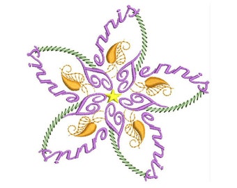 Tennis Word Flower Power Machine Embroidery Design