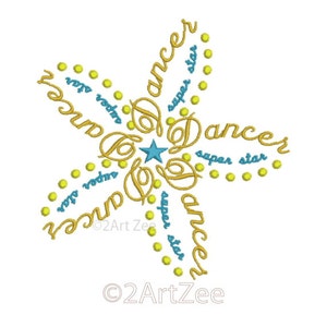Beautiful and Graceful Dancer Word Flower Machine Embroidery Design