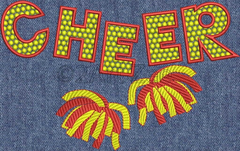 Cheer With Pompoms Machine Embroidery Design Etsy
