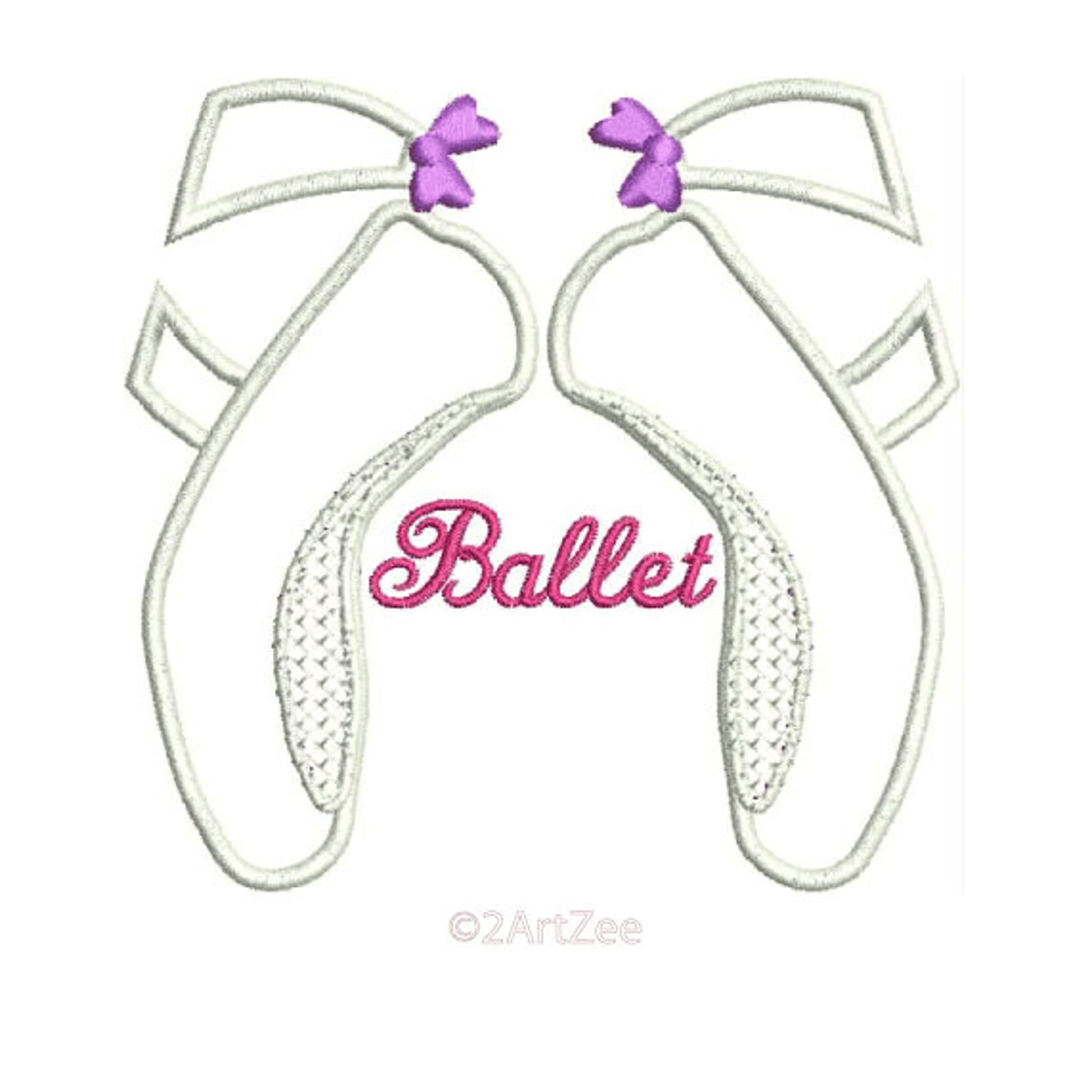 ballet shoes applique machine embroidery design