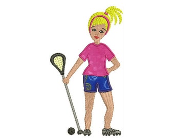 Lacrosse Girl with an Attitude Machine Embroidery and Applique Design