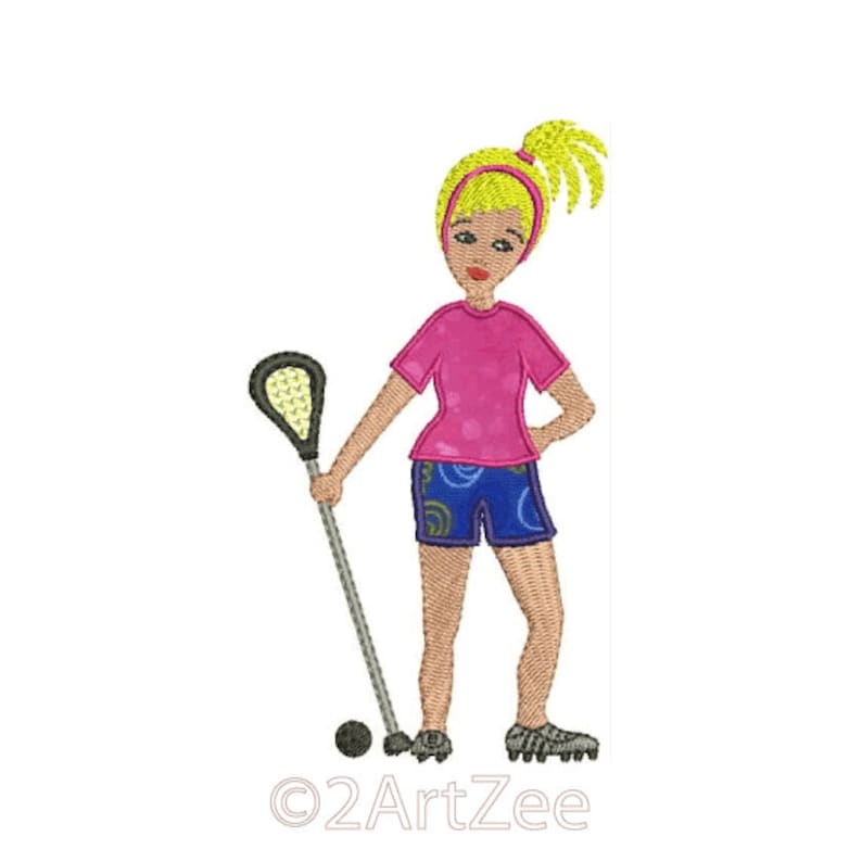 Lacrosse Girl with an Attitude Machine Embroidery and Applique Design image 1