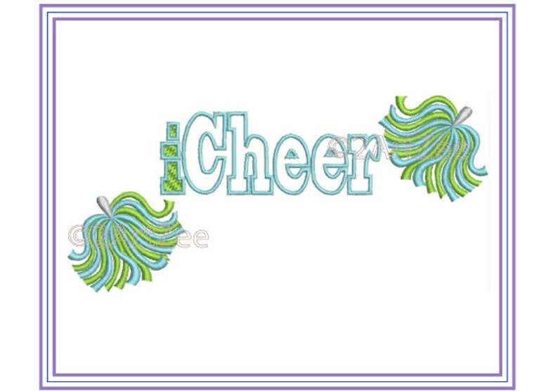 Icheer Pom Poms Machine Embroidery Design Cheerleader Etsy