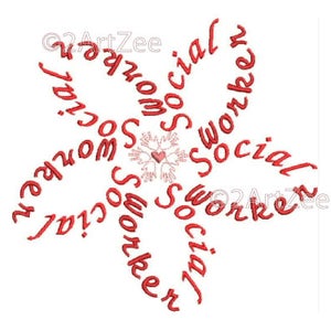 Social Worker Word Flower Machine Embroidery Design image 6