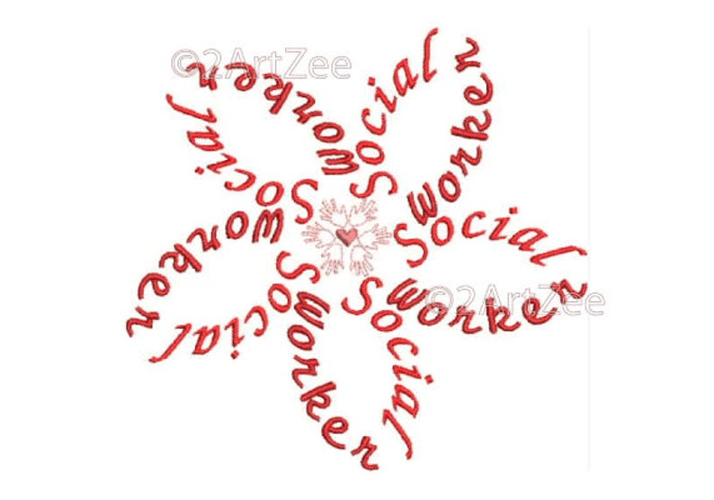 Social Worker Word Flower Machine Embroidery Design image 6