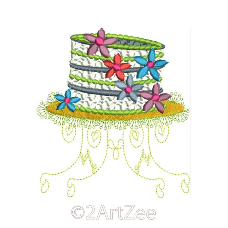 Festive Crazy Cake with flowers Embroidery Design image 4