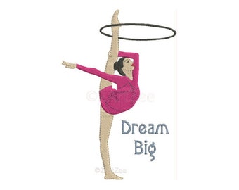 Rhythmic Gymnastics Hoop Dream Big Machine Embroidery Design 4 sizes Dance Ballet