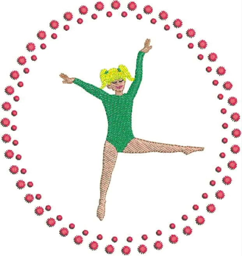 Gymnast Embroidery in Circles image 1