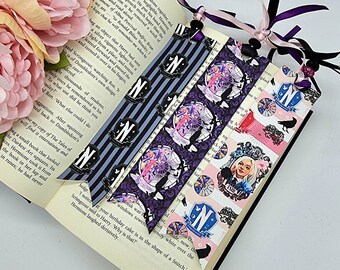 Wednesday Bookmarks - Nevermore Faux Leather Bookmark - Ribbon Bookmark -  Enid Bookmark