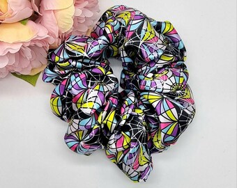 Nevermore Stained Glass Window XL Scrunchie - Satin Oversized Jumbo Scrunchie - Large Hair Tie - Available In 2 Sizes