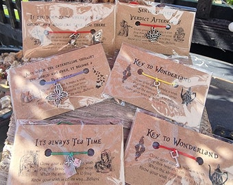 Alice In Wonderland Wish Upon A Charm Bracelet - Cute Gift - Mad Hatter - Wish Upon A Star - Party Favours - Unique Gift