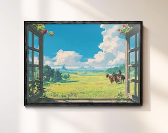 Hyrule View Window Travel Poster, The Legend Of Zelda Wall Art, Hyrule Print, Gaming Wall Art, Video Game Poster, Travel Gifts