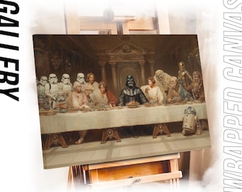 Star Wars Last Supper Parody Canvas Art: Darth Vader & Jedi Mashup