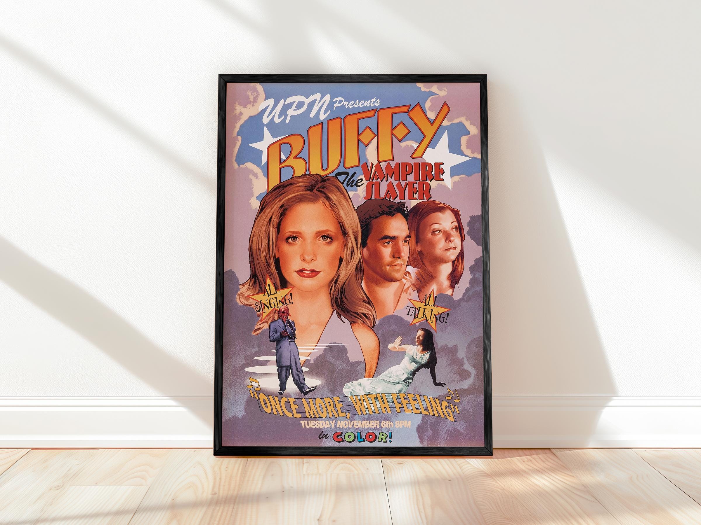 Buffy the Vampire Slayer Musical Canvas Wall Decor – Retro Style "Once More With Feeling" Canvas Wall Art, Cult TV Frame, Wrap, Print