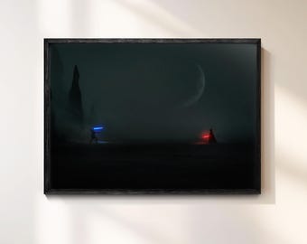 Obi Wan vs Darth Vader Canvas Art: Cinematic Lightsaber Battle, Sci-Fi Home Decor