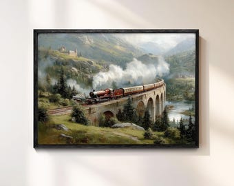 Harry Wizard School Express Wall Art, Wizard Train Canvas Print, Movie Poster Print, Magic School Express Home Decor, Gift Idea, Wrapped
