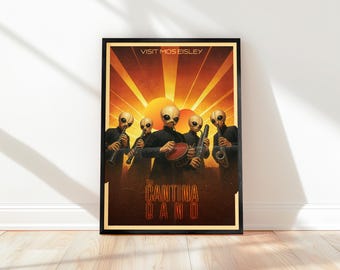 Mos Eisley Cantina Band Canvas Wall Decor – Retro Star Wars Canvas Wall Art, Vintage Sci-Fi Print for Music and Galaxy Fans, Frame, Wrap