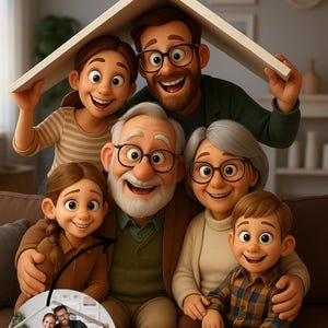 Custom Pixar-Style Portrait | Personalized Digital Artwork of Couples, Families & Pets | Digital Pixar Art