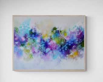 Blue Purple Abstract Canvas Wall Art Print Large Giclee Print from Painting Modern Painting Print, Colourful Canvas Print