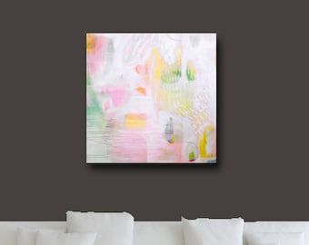 Large Abstract Canvas Wall Art, Pale Abstract Painting, Large Contemporary Giclee Print,  Modern Artwork, Expressive Abstract Art