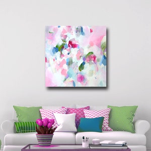 Pink and White Abstract Canvas Print Large Abstract Giclee - Etsy