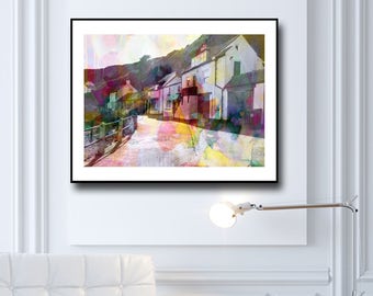 Staithes Print, Staithes Giclee Print, Modern Abstract Landscape Print, Seaside Print, North Yorkshire