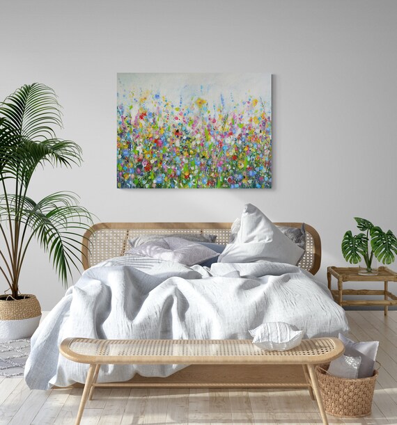 Floral Art Print Colorful Painting Abstract Canvas Large Wall Art Living  Room or Bedroom Wall Decor