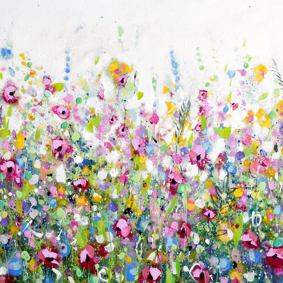 Large Floral Meadow Canvas Print Giclee Wall Art Flower Etsy
